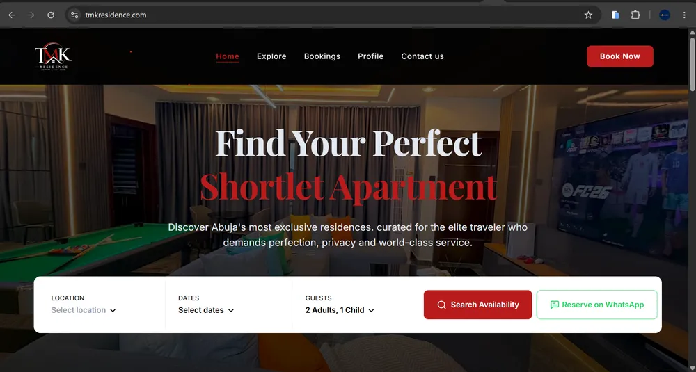 TMK Residence booking platform